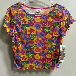 NWT | 90s No Boundaries Floral Swim Cover Crop Top | Women’s M